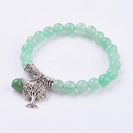 Natural Green Aventurine Stretch Bracelets BJEW-F262-A07-1