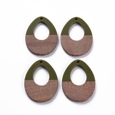 Opaque Resin & Walnut Wood Pendants RESI-T035-37C-1