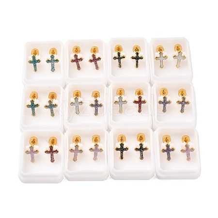 Glitter Cross Ear Fake Plugs EJEW-H105-30G-1