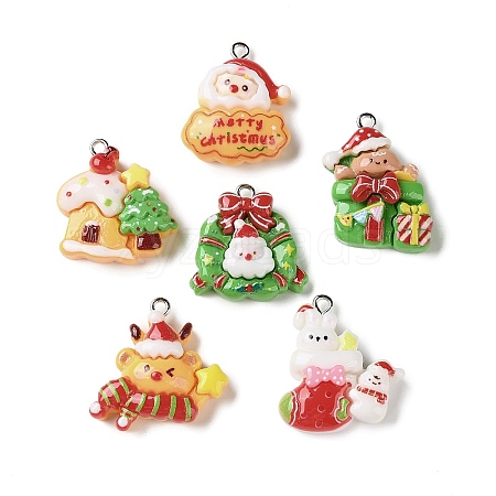 Christmas Opaque Resin Pendants RESI-I352-01P-01-1