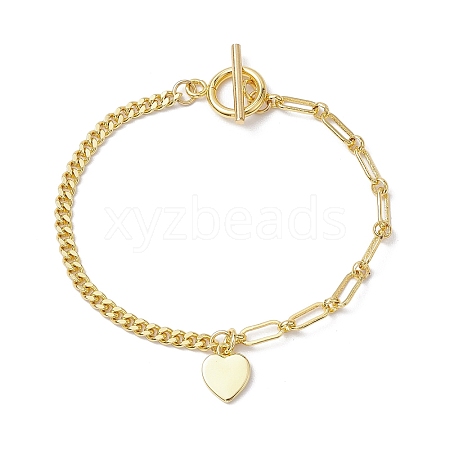 Brass Heart Charms Bracelets BJEW-JB10401-1