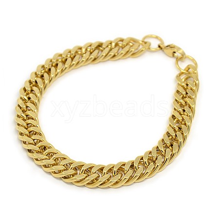 Fashionable 304 Stainless Steel Cuban Link Chain Bracelets STAS-A028-B064G-1
