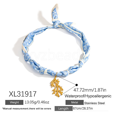 304 Stainless Steel Pendant Printed Scarf Necklaces FS-WGD2FA8-15-1