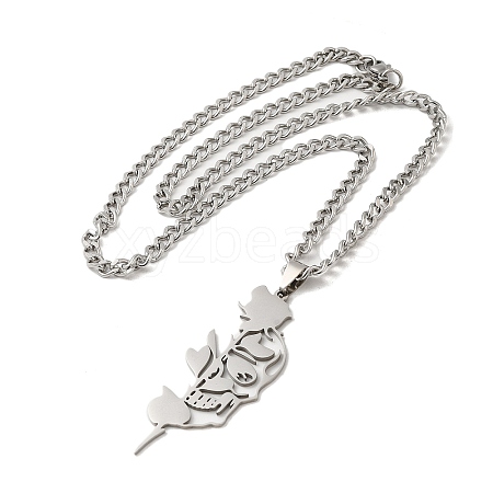 304 Stainless Steel Hollow Pendant Necklaces NJEW-H022-02P-1