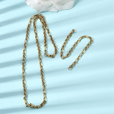 304 Stainless Steel Link Chain Bracelet & Necklace Jewelry Sets SJEW-L199-17G-1