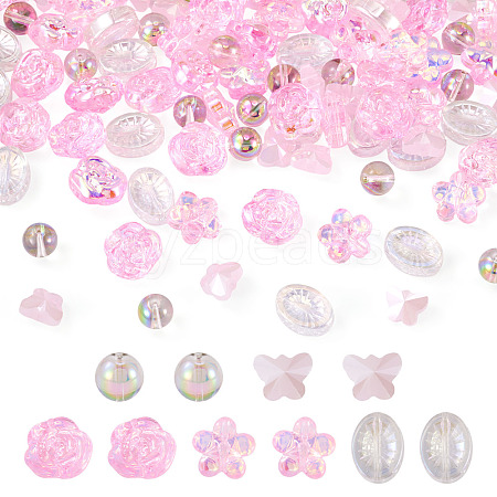 100Pcs 5 Styles Electroplate Transparent Glass Beads EGLA-TA0013-35B-1