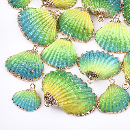 Spray Paint & Electroplate Sea Shell Pendants SSHEL-S262-07B-1