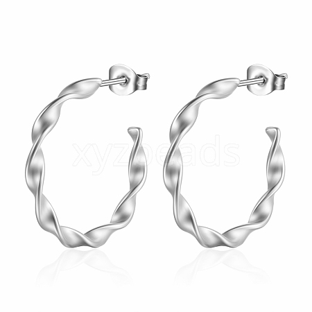 Non-Tarnish Stainless Steel C-shape Stud Earrings for Women GN3700-2-1