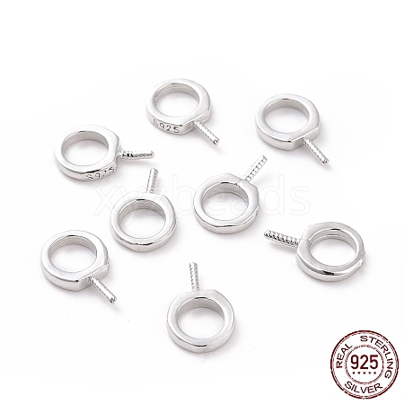 Anti-Tarnish Rhodium Plated 925 Sterling Silver Screw Eye Peg Bails STER-D035-42P-1