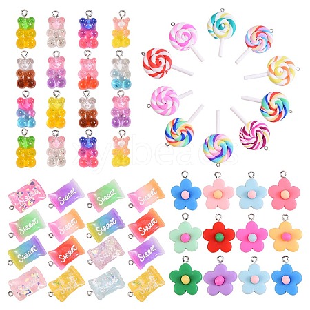 80Pcs 40 Style Polymer Clay & Resin Pendants RESI-SZ0001-41-1