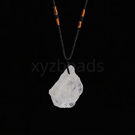 Natural Raw Quartz Crystal Nugget Pendant Necklaces PW-WG79580-01-1