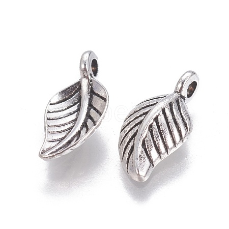 Tibetan Style Alloy Leaf Pendants X-TIBEP-1011-AS-FF-1