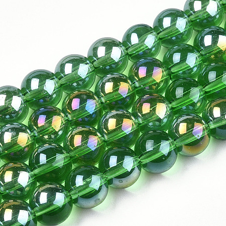 Electroplate Transparent Glass Beads Strands GLAA-T032-T8mm-AB07-1