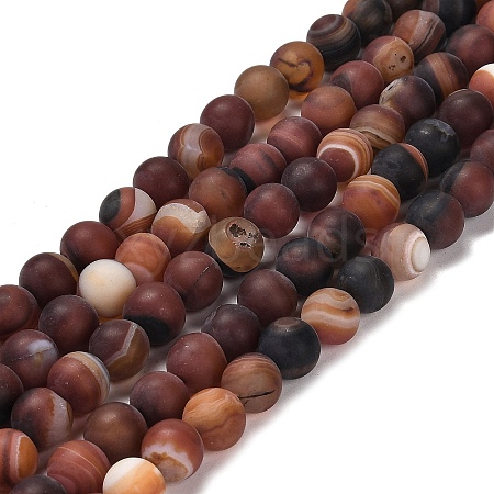 Natural Striped Agate/Banded Agate Beads Strands G-B079-C02-03-1