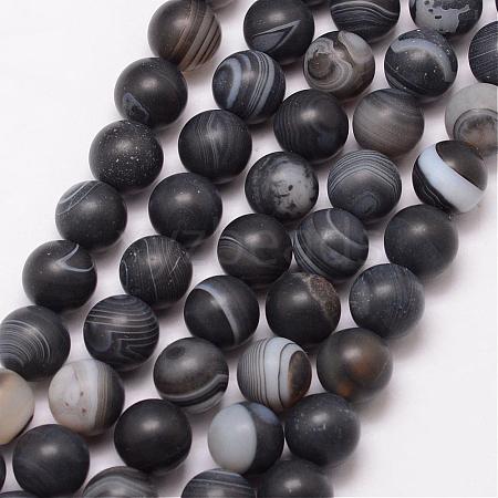 Natural Black Agate Bead Strands G-K166-12-6mm-03-1