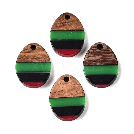 Jamaican Colour Epoxy Resin & Walnut Wood Pendants RESI-N039-122B-1