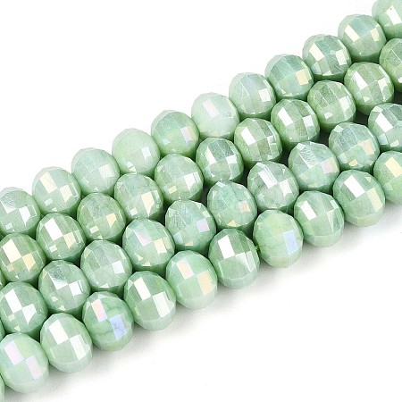 Anti-Tarnish Electroplate Glass Beads Strands GLAA-T025-8mm-19F-1