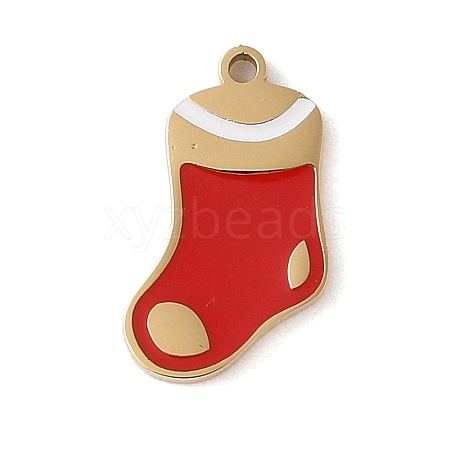 Christmas Theme Ion Plating(IP) 304 Stainless Steel Enamel Charms STAS-Z083-06G-05-1