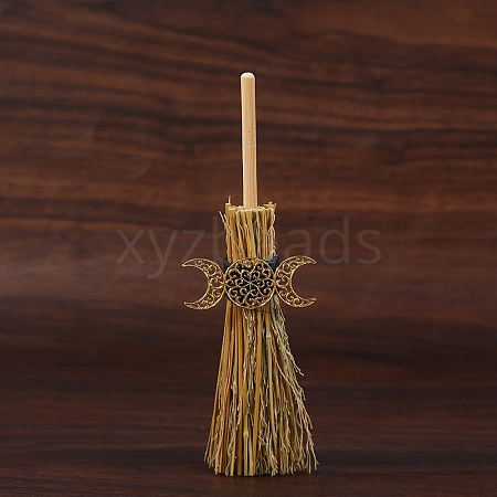 Mini Witch Wiccan Altar Broom with Alloy Charms PW-WGDD577-06-1