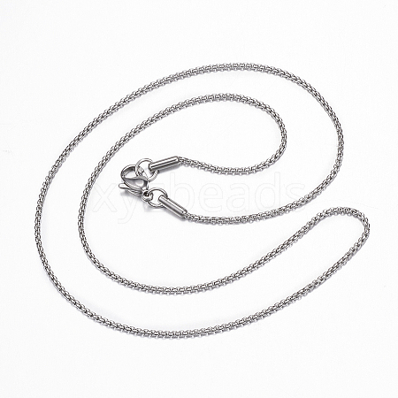 304 Stainless Steel Box Chain Necklace for Men Women NJEW-E087-03P-B-1
