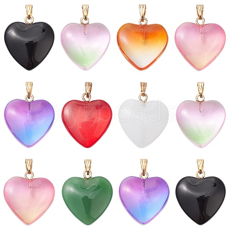 10Pcs 8 Style Spray Painted Glass Pendants GLAA-YW0003-23-1