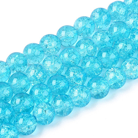 Spray Painted Crackle Transparent Glass Beads Strands CCG-Q001-8mm-06-A-1