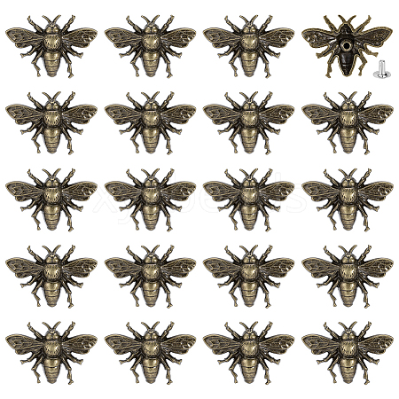 20Pcs Zinc Alloy Bees Decorative Rivets FIND-PH0062-14AB-1