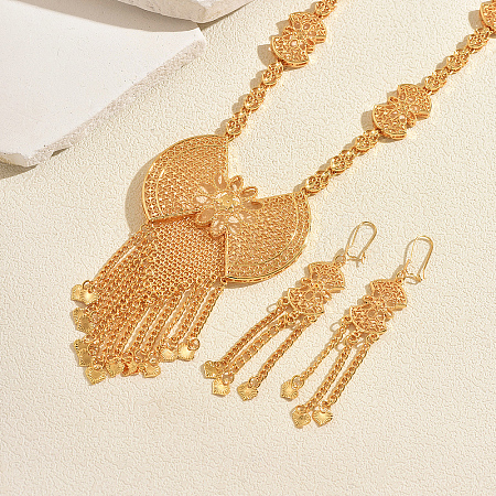 Vintage Alloy Hollow Bowknot Tassel Earrings & Necklaces Sets for Women XI4040-1
