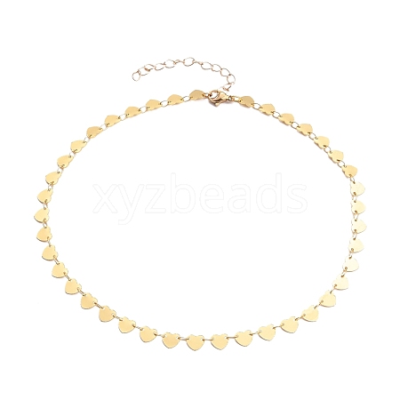 Brass Heart Link Chain Necklaces NJEW-JN03184-02-1