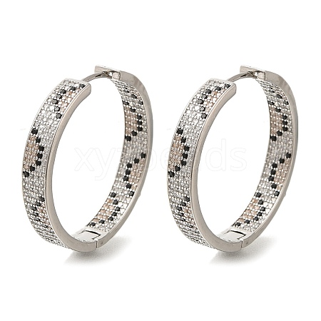 Rack Plating Brass Micro Pave Cubic Zirconia Hoop Earrings EJEW-H016-19P-1