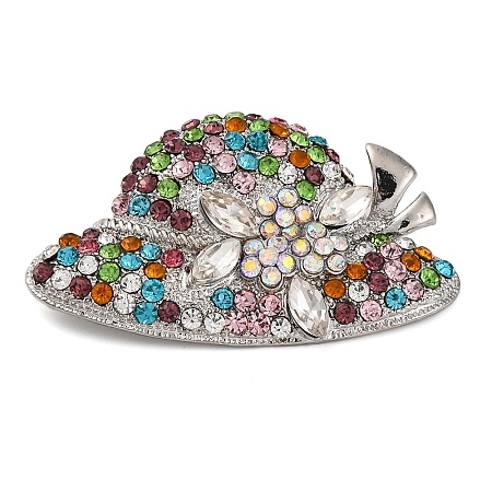 Hat Alloy Colorful Rhinestone Brooch JEWB-Q045-04P-02-1