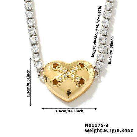 Golden Tone Brass Clear Cubic Zirconia Cup Chain Geometric Pendant Necklaces for Women LZ2256-3-1