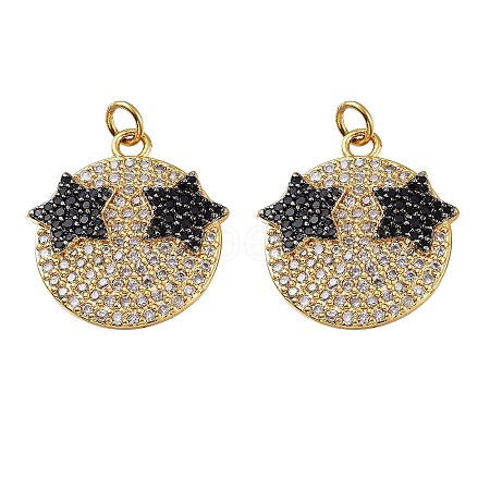 Brass Micro Pave Clear & Black Cubic Zirconia Pendants ZIRC-SZ0001-24-1