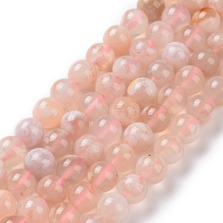 Natural Cherry Blossom Agate Beads Strands G-K310-C07-9mm-1