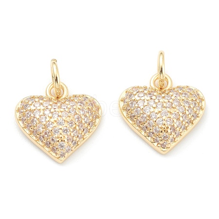 Brass Clear Cubic Zirconia Charms ZIRC-B010-13G-1