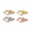 Rack Plating Brass Pave Clear Cubic Zirconia Fold Over Clasps KK-G455-09-1