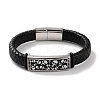 Men's Braided Black PU Leather Cord Bracelets BJEW-K243-27AS-1