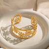 304 Stainless Steel Vintage Daisy Flower Hollow Open Cuff Bangles for Women HL3157-1-3