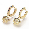 Brass Micro Pave Colorful Cubic Zirconia Dangle Hoop Earrings EJEW-S208-075-2