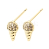 Conch Brass Micro Pave Clear Cubic Zirconia Stud Earrings EJEW-C186-05G-4