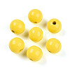 Painted Natural Wood Beads WOOD-A018-16mm-18-1