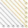 Beebeecraft 20Pcs 2 Colors Ion Plating(IP) 304 Stainless Steel Cable Chain Necklaces Set MAK-BBC0001-11C-1