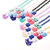 Printed Elephant Natural Dyed Wood Beaded Necklaces NJEW-JN03527-1