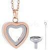 1Pc Stainless Steel Heart Pendant Urn Ashes Necklaces NJEW-CN0001-17RG-1