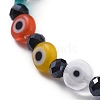 Handmade Evil Eye Lampwork Flat Round Beads Stretch Bracelets BJEW-JB05005-02-2