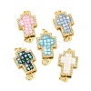 Rack Plating Brass Micro Pave Cubic Zirconia & Shell & Enamel Box Clasps KK-S373-06G-1