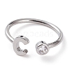 Brass Micro Pave Clear Cubic Zirconia Cuff Rings RJEW-J074-01P-C-1
