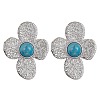 Natural Mixed Gemstone Flower Stud Earrings EJEW-JE05319-02-2