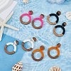 3 Pairs 3 Colors Resin & Wooden Donut Dangle Stud Earrings with 316 Surgical Stainless Steel Pins EJEW-FI0002-47-5