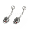 Snake Head 316 Surgical Stainless Steel Cubic Zirconia Belly Button Rings/Earrings EJEW-G416-16AS-01-4